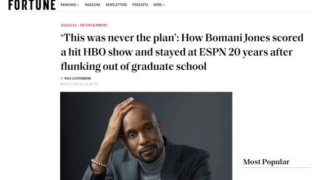 FORTUNE: How Bomani Jones scored a hit HBO show and stayed at ESPN 20 years after flunking out of graduate school